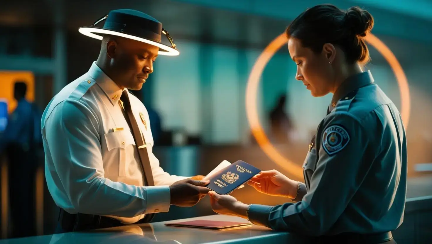 Customs official checking shipping documents